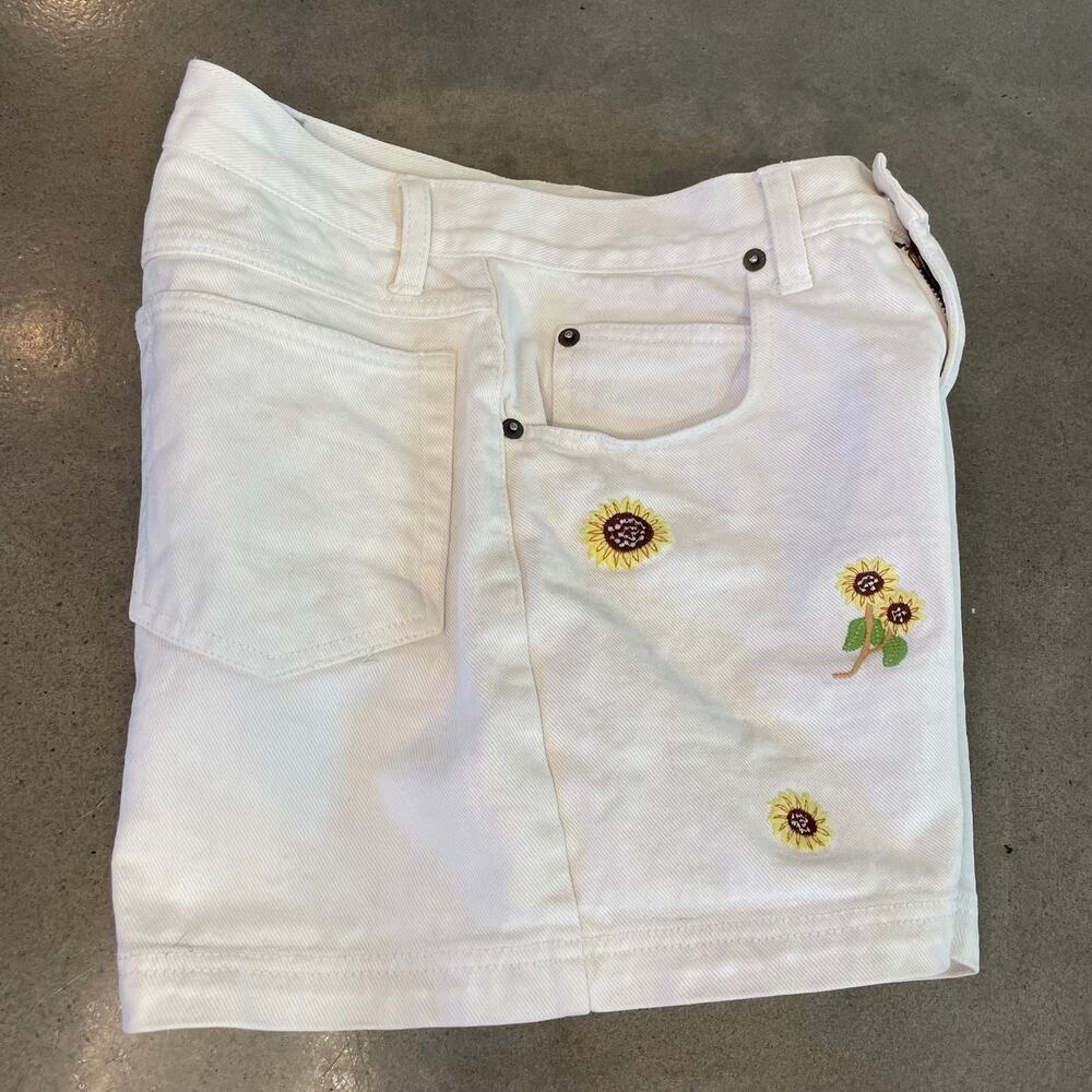 90s Vintage Republic Denim White sunflower high rise shorts juniors size 7 small - Picture 5 of 5